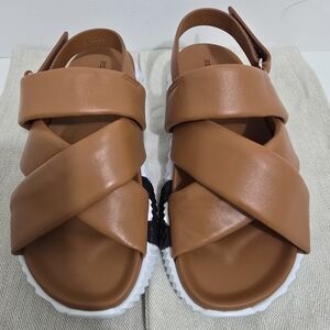 Hermes Brown Leather Electric Slingback Sandals (Size 37.5)